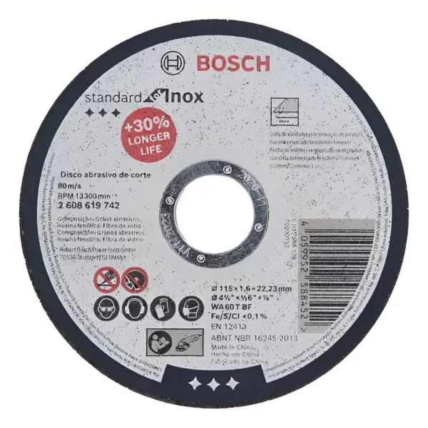 Disco Corte Amoladora Chica 115 1,6mm X 25u Metal Inox Bosch